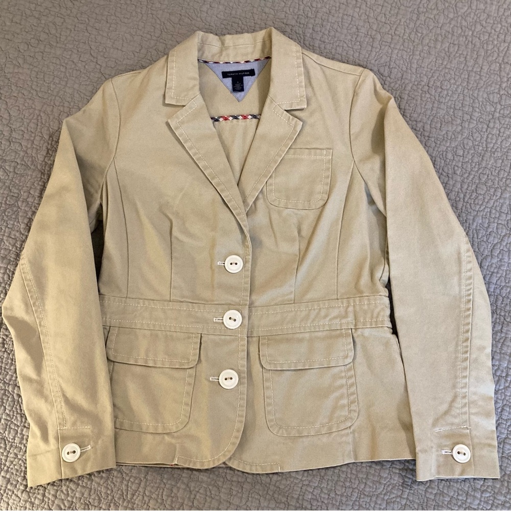 Tommy Hilfiger Beige Khaki Canvas Blazer Jacket